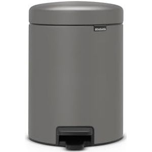 Brabantia NewIcon Prullenbak, Kunststof Binnenemmer, Mineral Concrete Grey, 5 Liter