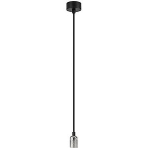 Sotto Luce Bi minimalistische hanglamp - nikkel - metaal - 1,5 m stofkabel - zwarte stalen plafondroos - 1 x E27 lamphouder