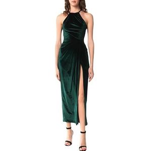 Angelika Józefczyk, Fluwelen jurk Sofia, gedrapeerde gebreide jurk, maxi-lengte, groene kleur, maat XXS, groen, 34