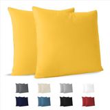 Dreamzie Pillowcase kussen 60x60 cm (batch van 2) 100% katoenen trui 150 gsm - geel - kussensloop 60 x 60 katoen - resistent en hypoallergeen kussendeksel voor kussen