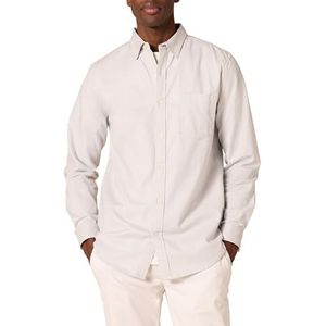 Amazon Essentials Heren Slim-Fit Shirt met lange mouwen Stretch Oxford met zak, lichtgrijs, XL