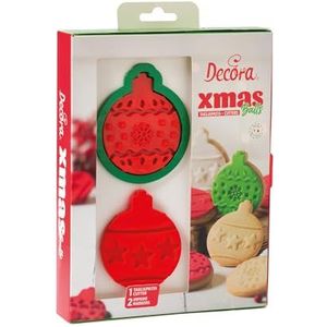 Decora 0255039 SET 3 STUKS plastic kerstballetjes en markers, kunststof