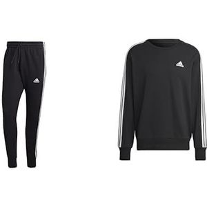 adidas Men's ESSENTIALS FRENCH TERRY TAPERED CUFF 3-STRIPES PANTS AND FRENCH TERRY 3-STRIPES SWEATSHIRT