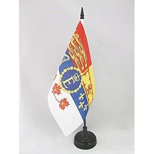 Koninkrijk Canada Tafelvlag 14x21 cm - Royal Canadian Desk Vlag 21 x 14 cm - Zwarte plastic stok en voet - AZ FLAG