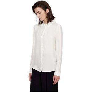 ARMANI EXCHANGE Essentieel, zachte aanraking, klassieke stijl, metalen logo achter, overhemd met knopen voor dames, Wit, L