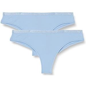 Emporio Armani Brazilian Brief Basic Cotton Bikini-ondergoed, Periwinkle, L, 2 stuks, Perihoekle, L