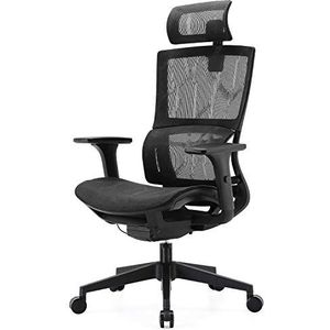SIHOO bureaustoel ergonomische stoel verstelbare fauteuil, mesh stoel met verstelbare hoofdsteun, lendensteun en armleuningen, 150 kg capaciteit (zwart)