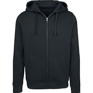 Build Your Brand Heren jas Merch Zip Hoody, sweatshirt-jas voor mannen Basic met capuchon, maten XS - 5XL, zwart (Black 00007), 4XL
