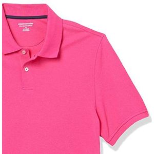 Amazon Essentials Men's Poloshirt van piqué-katoen met slanke pasvorm, Felroze, L