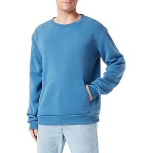 Yuka Gebreid sweatshirt voor heren met ronde hals polyester DENIMBLAUW maat M, denimblauw, M