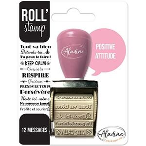 Aladine - Roll' Stamp Positive Attitude – rolstempel – 12 berichten om overal te stempelen – ideaal voor Bullet Journal, Scrapbooking 02161 zwart
