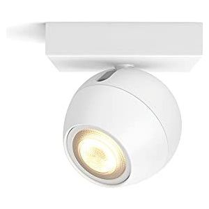 Philips Hue Buckram opbouwspot 1-Lichts - Duurzame LED Verlichting - Warm tot Koelwit Licht - Incl. dimmer switch - Verbind met Bluetooth of Hue Bridge - Werkt met Alexa en Google Home - Wit