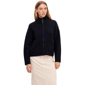 SELECTED FEMME Dames Slfsia Ras Ls Knit Zipper Cardigan Noos Gebreid vest, Dark Saffier/Detail: melange, L