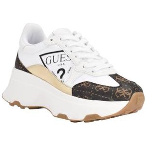 GUESS Calebb3 Sneaker voor dames, Wit Bruin 145, 38.5 EU