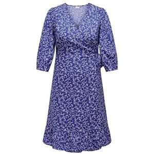 ONLY CARMAKOMA Carlivia 3/4 Wrap Midi Dress WVN Noos, Dazzling Blue/Aop: Sira Grafic, 52 NL