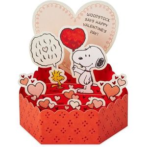 Hallmark Paper Wonder Mini Valentijnsdag kaart - 3D rood Snoopy & Woodstock ontwerp