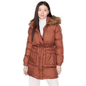 Trendyol Dames capuchon effen oversized winterjas jas, bruin, L, BRON, L