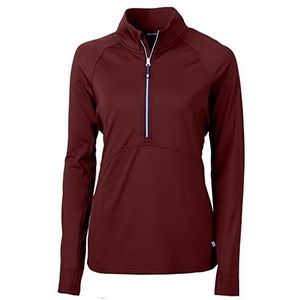 Cutter & Buck Adapt Eco Knit Stretch Recycled Womens Long Sleeve Half Zip Pullover, Bordeaux, M