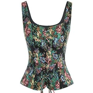 SCARLET DARKNESS renaissance piratentop, cosplay-kostuum, lijfje, voor dames, Zwart, 3XL