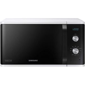 Samsung MG23K3614AW/EG magnetron met grill, 23 liter, 800 W, groot grillelement voor gelijkmatig bruinen, krasbestendig geglazuurd keramiek aan de binnenkant