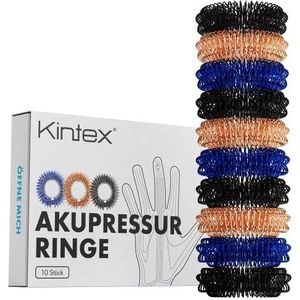 Kintex - Lot van 10 - Acupressuur Ringen - Massage van de Vingers - 3 Kleuren - Stressverlichting