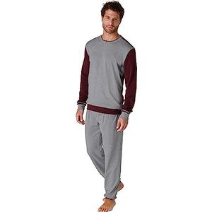 LVB Pyjama-set voor heren, Donkergrijs gemêleerd en bordeaux, S