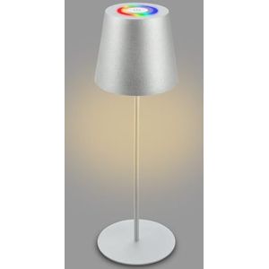 BRILONER - LED tafellamp draadloos met touch, kleurrijk RGB+W licht, in hoogte verstelbaar, bedlamp, leeslamp, LED lamp, campinglamp, tafellamp, acculamp, outdoor, 36x10,5 cm, zilverkleurig