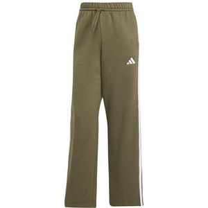 adidas Dames ESSENTIALS 3-STRIPES OPEN HEM FLEECE PANTS, olive strata/white, XXL