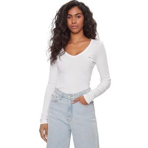 Tommy Jeans - Essential - T-shirt - Wit - Slanke Pasvorm - Lange Mouw