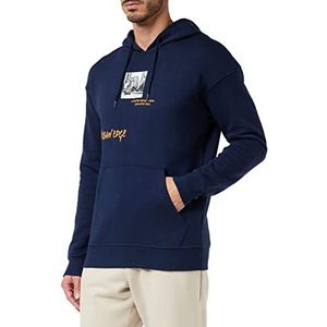 JACK & JONES Jjscrawl sweatshirt met capuchon voor heren, navy blazer, L