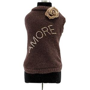 Trilly Tutti Brilli wollen pullover met verwarmende applicatie Swarovski en grasnaald, bruin, XL - 1 product