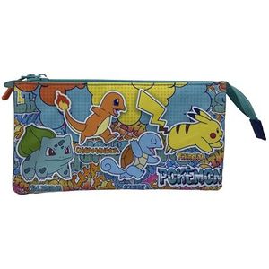 Pokemon pennenetui met drie vakken, aanpasbaar aan trolley - Urban Colors, Meerkleurig, Estandár