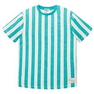 TOM TAILOR T-shirt voor jongens, 31730 - Groen Beige Vertical Stripe, 128 cm