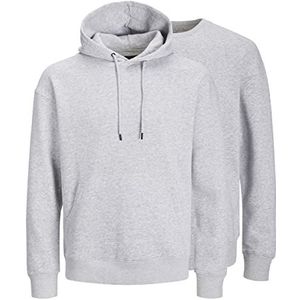 JACK & JONES Sweatshirt voor heren, lichtgrijs gemêleerd/verpakking: capuchon + crew, S