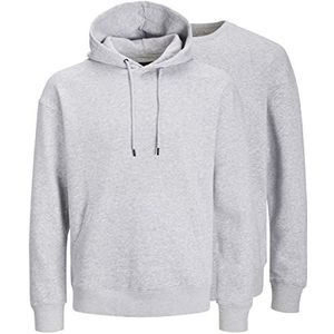 JACK & JONES Sweatshirt voor heren, lichtgrijs gemêleerd/verpakking: capuchon + crew, XL