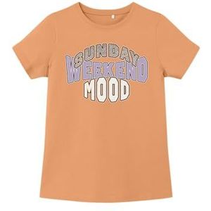 NAME IT Meisjes NKFVEEKDAY SS TOP H1 T-shirt, Mock Orange, 122/128, Mock Oranje, 122/128 cm