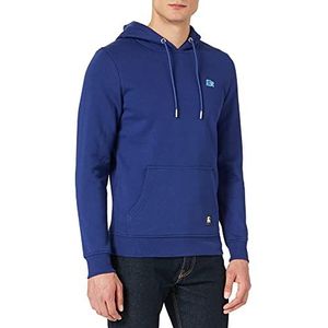 STARTER BLACK LABEL Essentials Hoody voor heren met borduurlogo, patch op de zoom, sweatshirt met capuchon en buiktas, maat S tot XXL, Space Blue, S