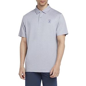 PGA Tour - Poloshirt voor heren met ruimtekleurstof met textuur, natuurlijke stretch, korte mouwen, regular fit, grijs, large, Grijs, L
