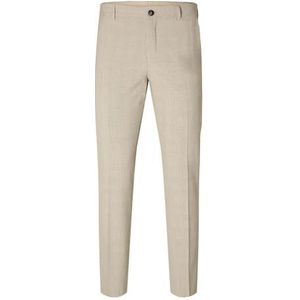 SELECTED HOMME Heren Slhslim-Liam Sand Check TRS Flex Noos broek, Zand/ruiten: bruin, 42