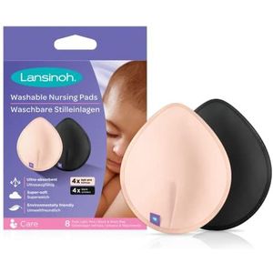 Lansinoh Washable Nursing Pads , Teardrop Contoured Bamboo Viscose pad , Reusable Breast Pads for Every Day and Night use for Breastfeeding Mums , Highly Absorbent Breast Pads (Pack of 8)