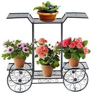 FANTASK Metalen plantenrek, bloemenrek, bloemenstandaard met 6 planken, plantenhouder voor binnen en buiten