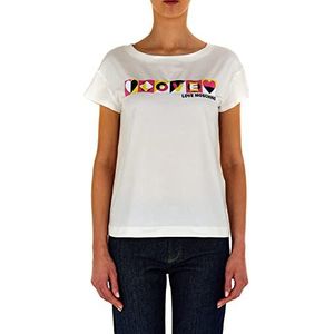 Love Moschino Dames Boxy fit Short-Sleeved T-shirt, optisch wit, 40, wit (optical white), 40