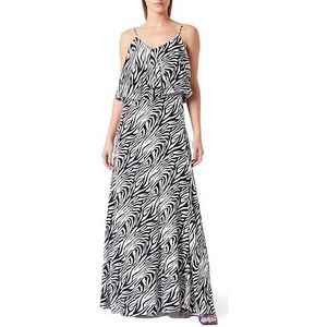 dedica Dames maxi-jurk met zebra-print jurk, zwart, wit, M