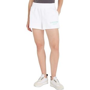 Calvin Klein Jeans Gestapelde institutionele shorts voor dames, Helder Wit, 3XL Grote Maten