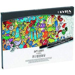 LYRA 6751200 Art Pen vezelstiften, viltstiften, op kleur gesorteerd, 25,5 x 19 x 1,5 cm, 20 vezelstiften