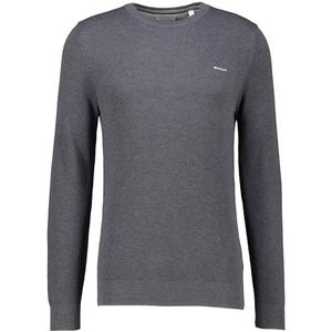 GANT Katoenen piqué C-hals, Antraciet melange, S