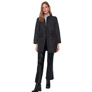Trendyol Damesshirt kraag Colorblock Regular winterjas jas, zwart, M, Zwart, M