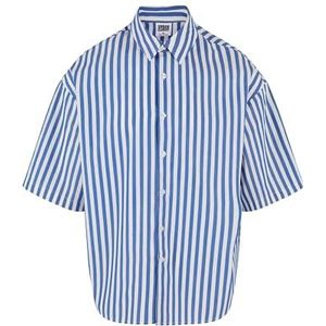 Urban Classics Heren overhemd gestreept korte mouw zomer shirt wit/blauw 4XL, wit/blauw, 4XL
