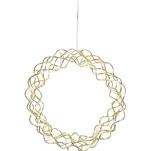 EGLO Led-lichtketting, kerstverlichting voor Kerstmis, van draad en kunststof in messing, kerstkrans met kabel, verlichte raamdecoratie, warmwit, Ø 30 cm