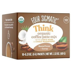 Four Sigmatic Mushroom Coffee Latte | Organic Instant Coffee Latte Mix with Lion's Mane, Chaga Mushrooms & Coconut Milk Powder | Immune & Energy Support | Keto & Dairy-Free | 10 Count